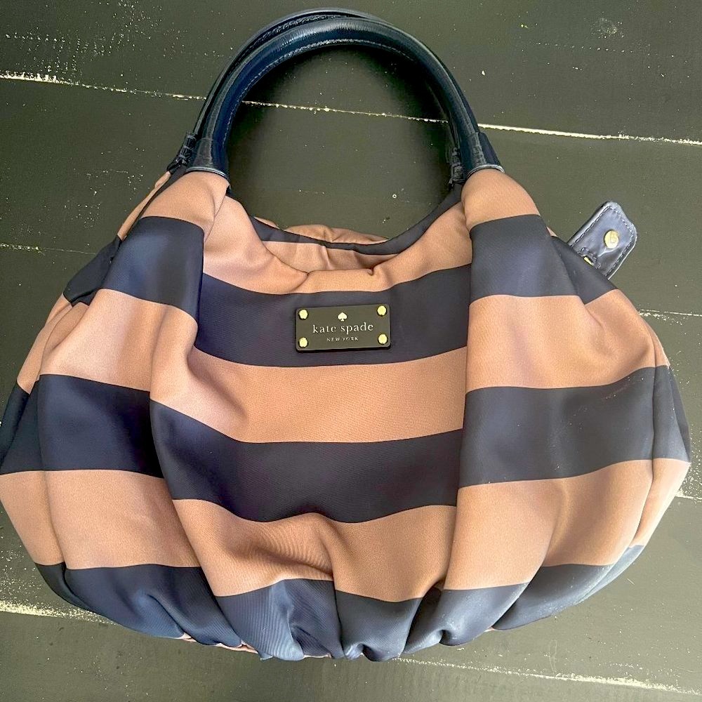 Kate Spade Stevie Cambridge Stripe Nylon Satchel/ Shoulder Bag